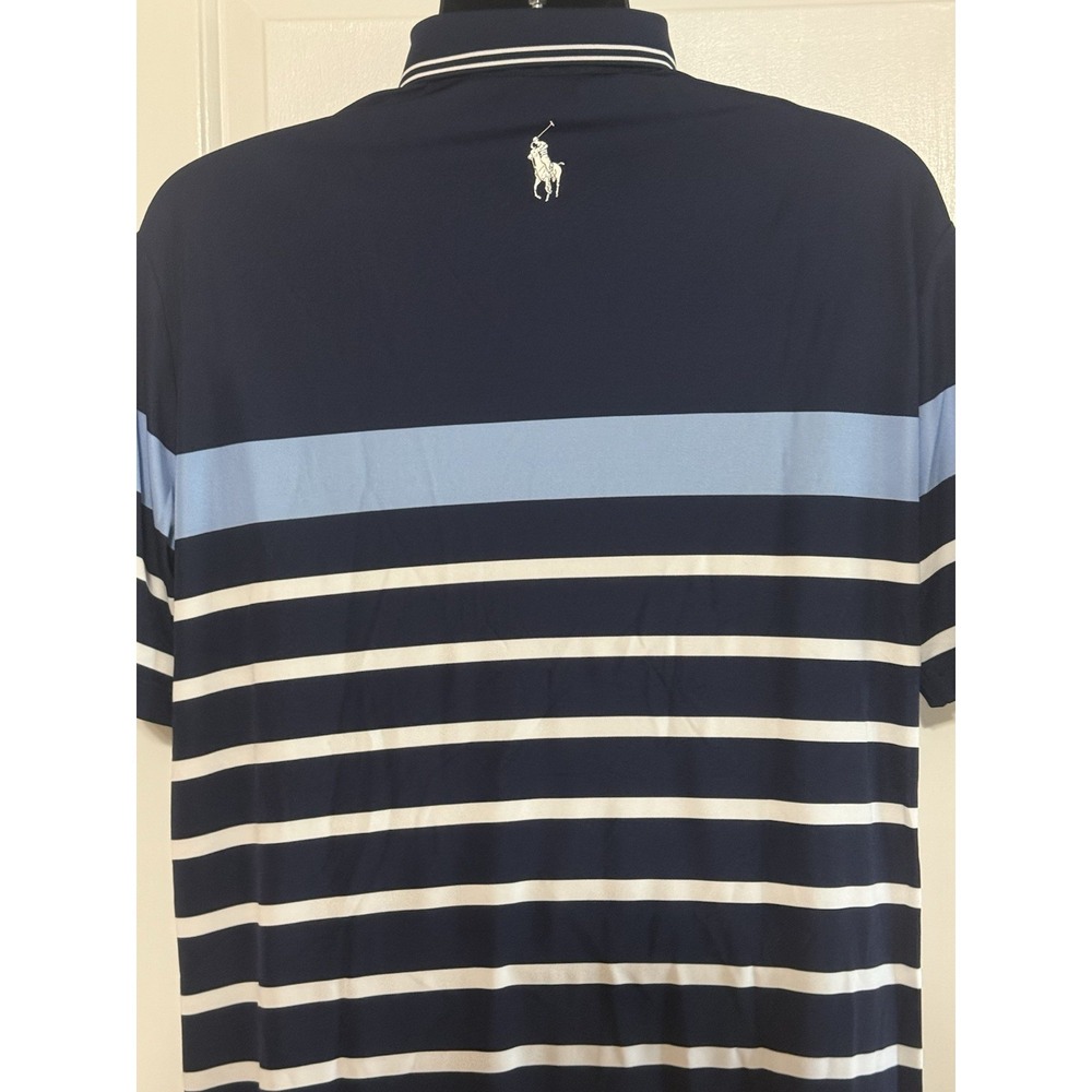 Polo Ralph Lauren Golf Polo Sz L Blue White Striped PGA Quail Hollow Logo - Picture 7 of 14